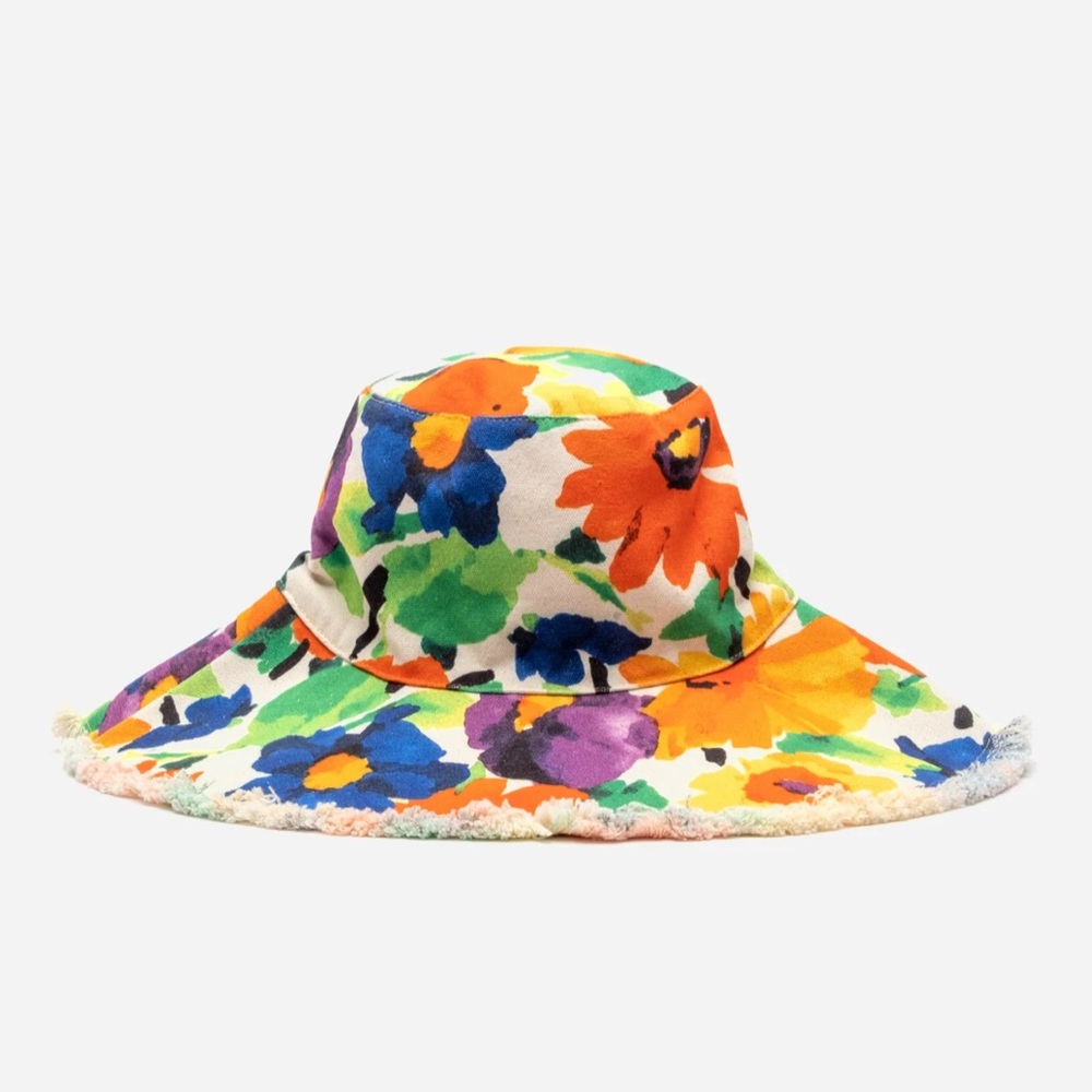Frances Valentine Canvas Fringe Hat in Floral Explosion